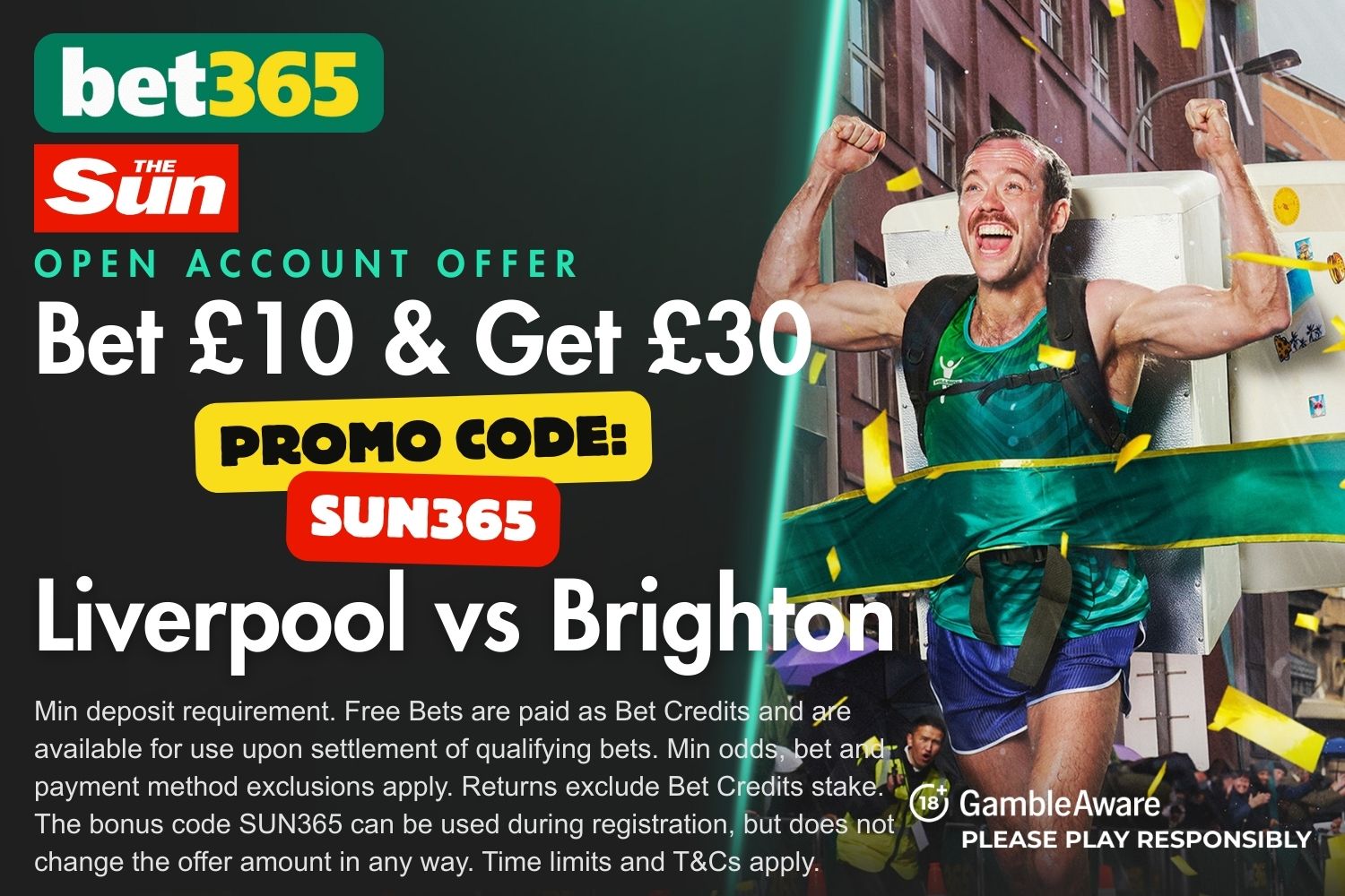 bet365 bonus code Liverpool vs Brighton SUN365