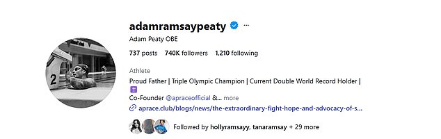 Adam has wasted no time embracing his new family and has made a huge statement about his future family ties by changing his name on social media to Adam Ramsay Peaty