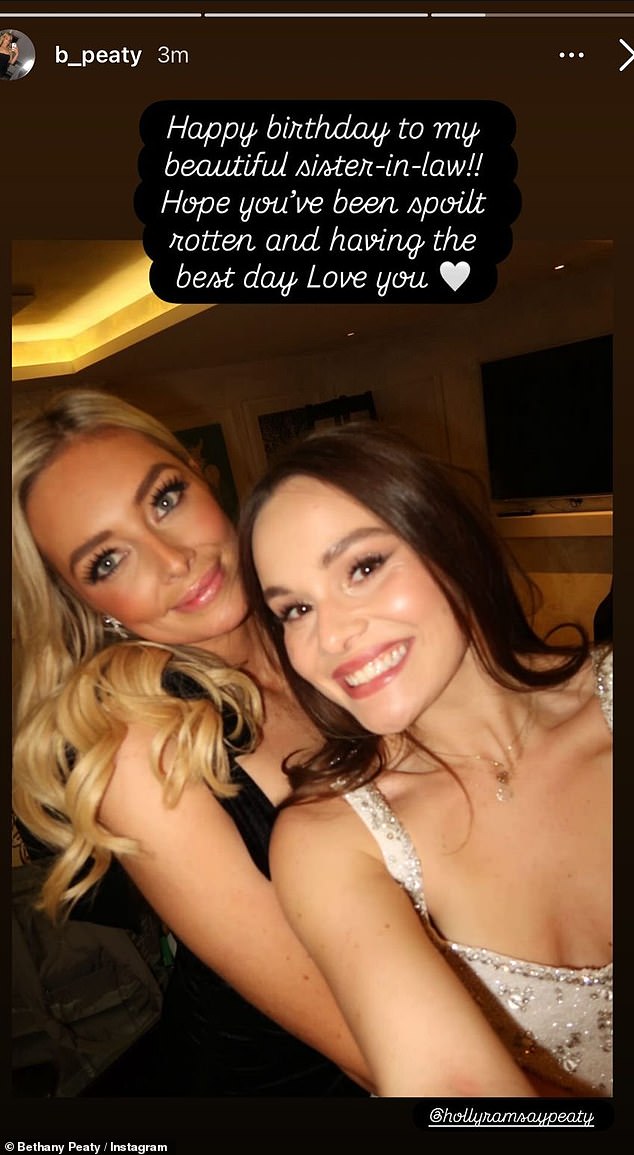 Adam Peaty's sister Bethany marked her new sister-in-law Holly Ramsay's 26th birthday on Instagram on Wednesday