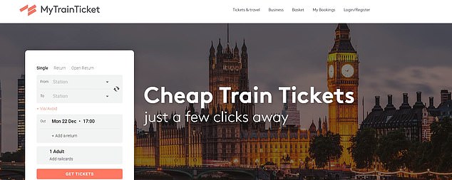 The website homepage of MyTrainTicket is pictured in December