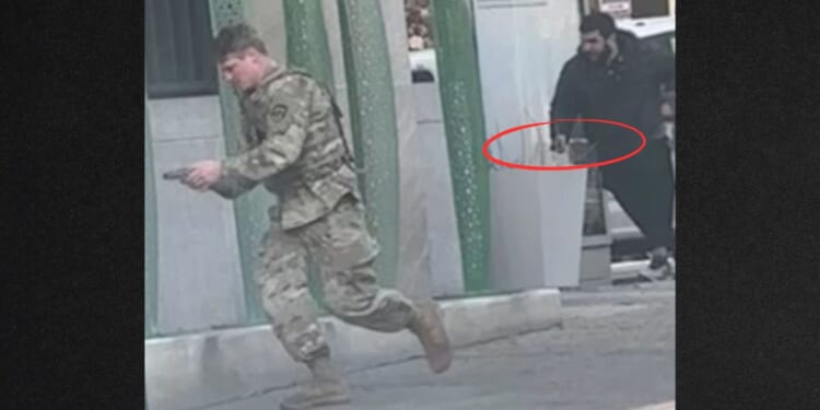 A suspect identified as Afghan national Rahmanullah Lakanwal, right, in black, has been charged with murder, assault, and weapons violations in connection with the ambush shooting of two National Guard members last week in Washington, D.C. One shooting victim has since died, and the other is reportedly fighting for his life.