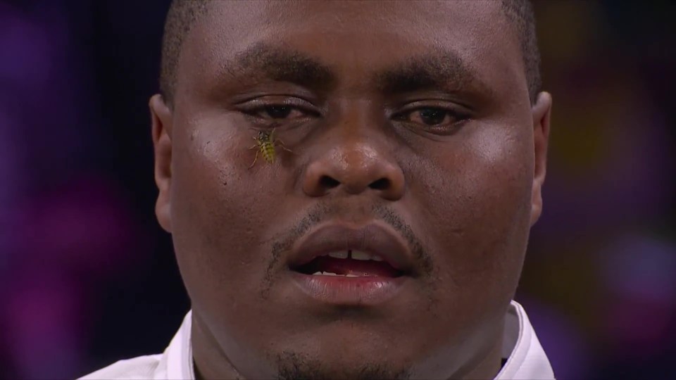 A wasp on David Munyua's face at the World Darts Championship.