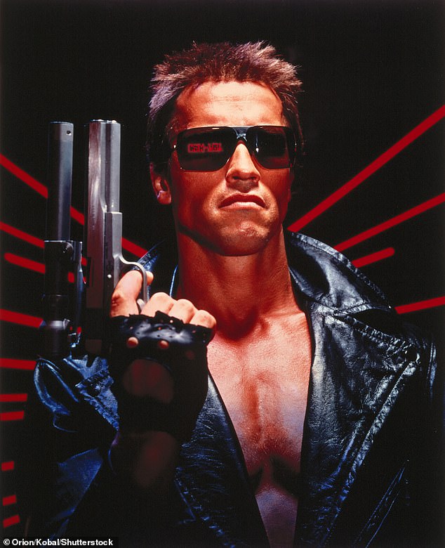 Schwarzenegger is pictured in the original 1984 film, The Terminator