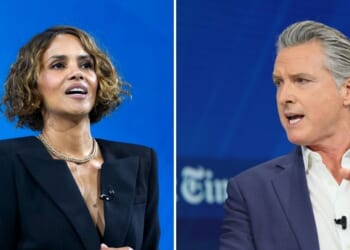 Halle Berry said she would not be supporting California Democratic Gov. Gavin Newsom for the presidency during the DealBook Summit at the Lincoln Center on Dec. 3, 2025, in New York City.