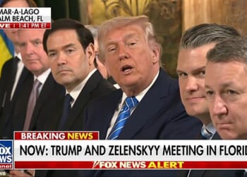 Awkward moment Trump stuns reporters into silence after asking if they would consider free lunch at Mar-a-Lago a bribe: 'You can speak'