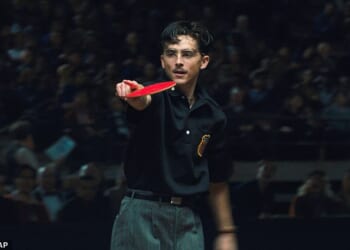 Timothee Chalamet pictured in a scene from 'Marty Supreme'