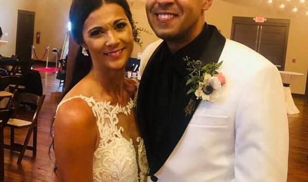 Christina Chambers, 38, and her husband Johnny Rimes, 41, (pictured together on their wedding day in 2021) were both found unresponsive with gunshot wounds at their home in Hoover, Alabama on Tuesday morning