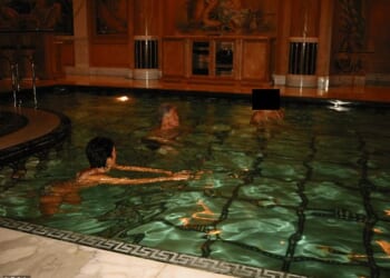 Bill Clinton was seen frolicking in a swimming pool with Ghislaine Maxwell in bombshell images from the latest Epstein files release