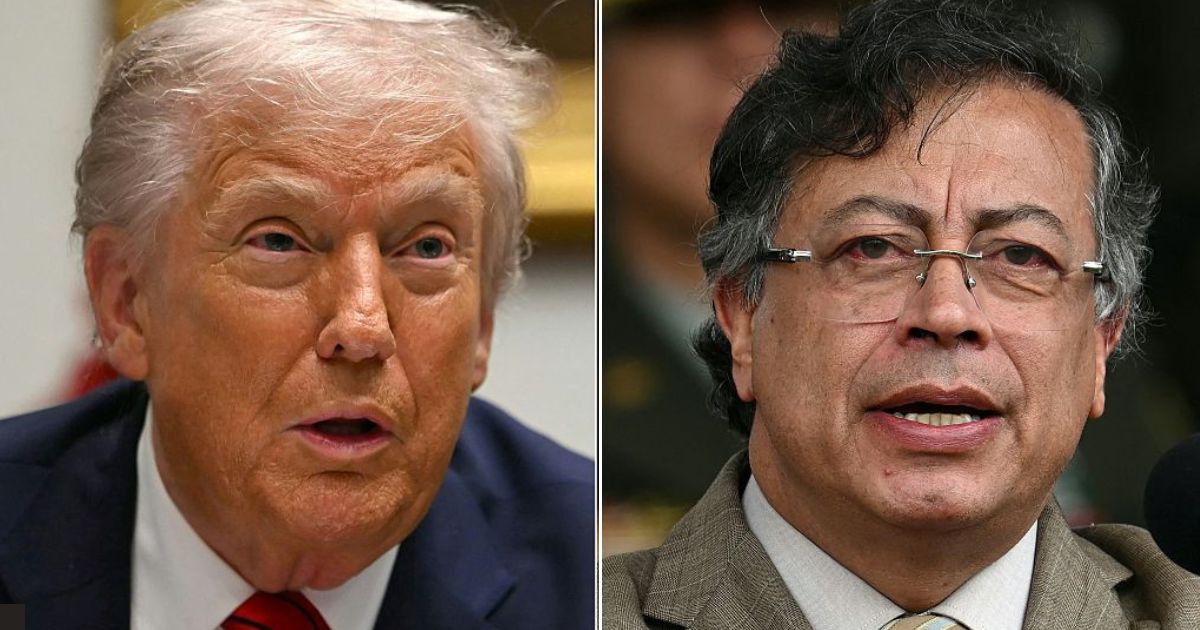 President Donald Trump said Wednesday that Colombia's President Gustavo Petro, right, "is going to get into big trouble if he does not wake up."