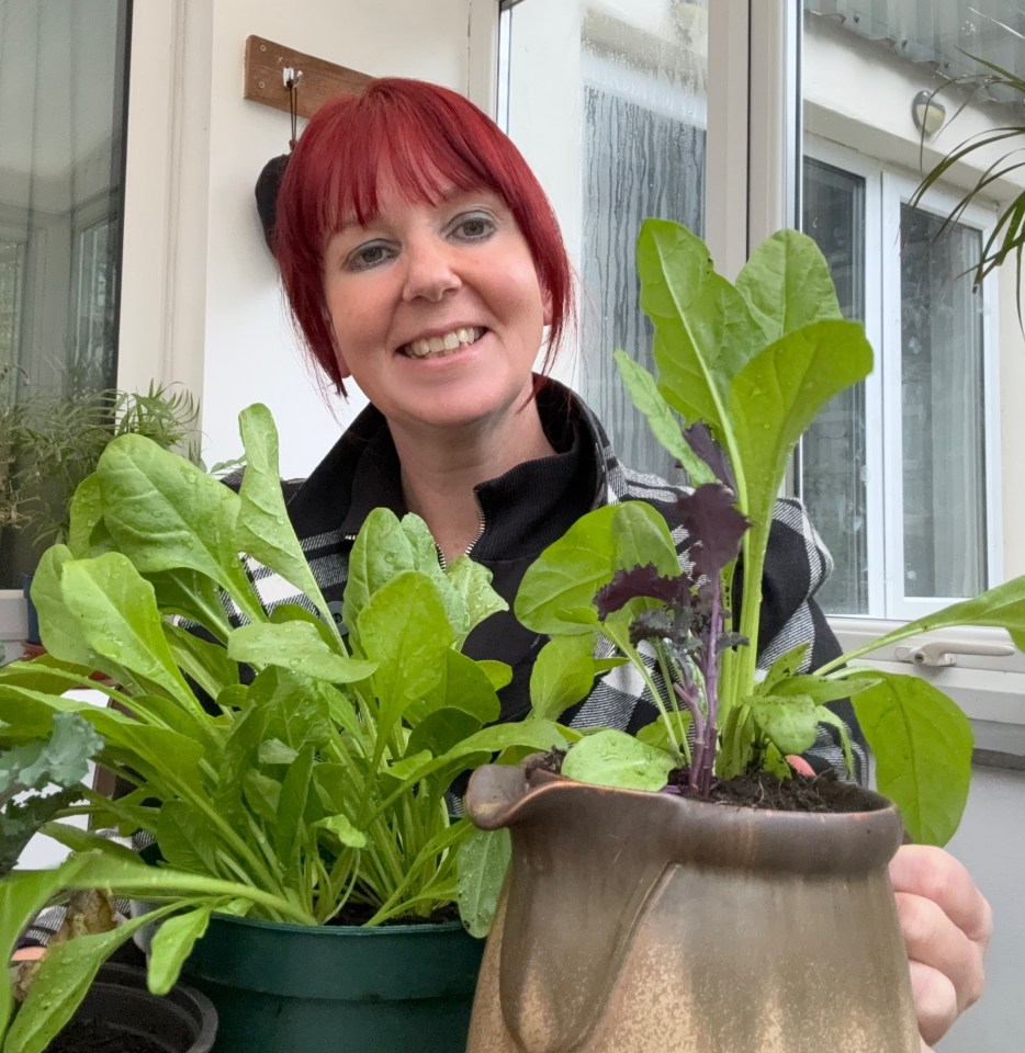 Kim Stoddart and her windowsill planters.