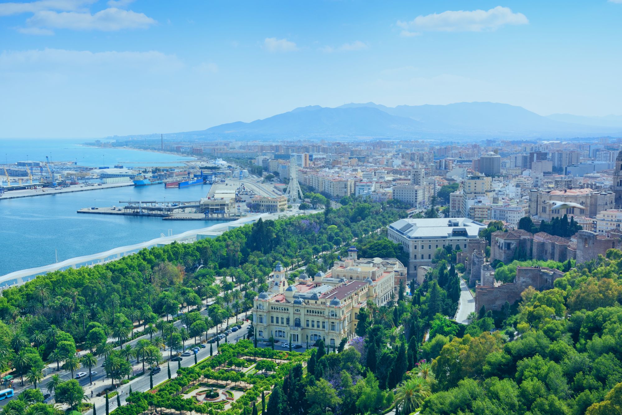 An image collage containing 1 images, Image 1 shows Malaga Cityscape, Spain