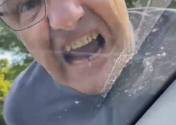 Road rage driver Peter Abbott was filmed screaming at mother-of-three Samantha Isaacs outside a Tesco petrol station in Bournemouth, Dorset, on August 25 2023