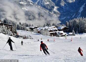 Skiers in the French Alps. A 24-year-old British skier has died after he fell 'almost 300m' down a steep off-piste slope in the French Alps