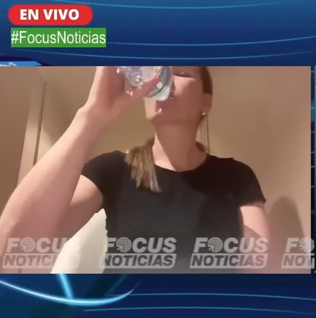 Zulma Guzman Castro drinks from a bottle of Buxton mineral water during an interview, which may have given away her location in the UK