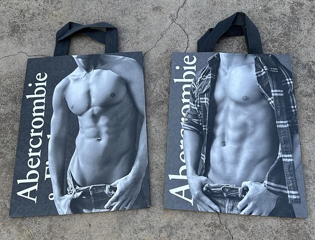 Abercrombie & Fitch bags featured the extremely chiselled physiques of half-naked men