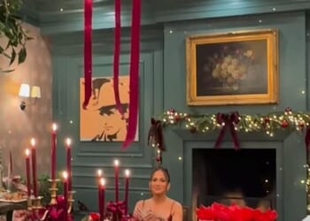 Another Christmas has come and gone, which means it's time for the stars and influencers to reveal their Christmas dinner spreads for their fans on social media; Jennifer Lopez is pictured at her table