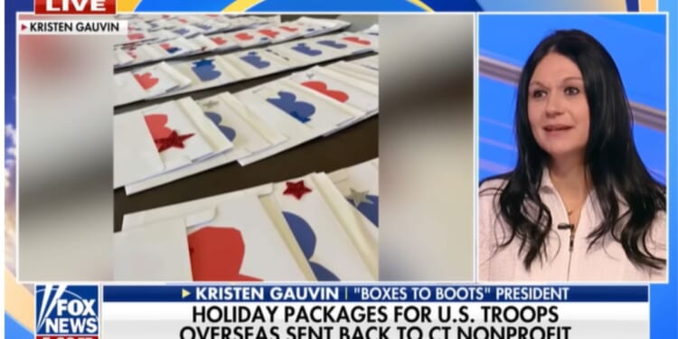 Boxes to Boots President Kristen Gauvin detailed her organization's troubles with sending boxes to troops overseas in a Fox News interview on Dec. 10, 2025.