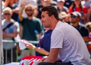 Charlie Kirk speaks at Utah Valley University on Sept. 10, 2025, in Orem, Utah.