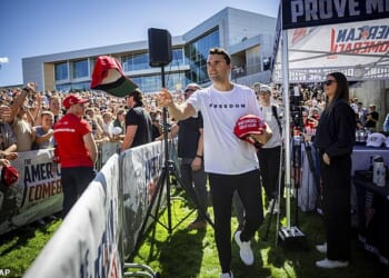 Fans of Charlie Kirk have been posing for selfies at what appears to be a recreation of the Utah Valley University site where the conservative activist was murdered