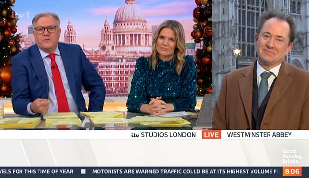 Chief Correspondent Richard Gaisford, 52, joined the two live from Westminster to talk about The King's upcoming Christmas speech - and was later thanked for all his hard work