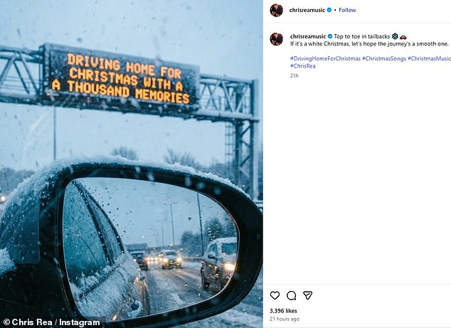 Chris' final social media post featured a car on a snowy motorway with a road sign reading: 'Driving home for Christmas with a thousand memories'