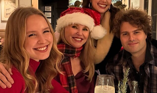 Christie Brinkley shared a rare family photo to Instagram with all three of her children this week. They were huddled together at home during a Christmas celebration