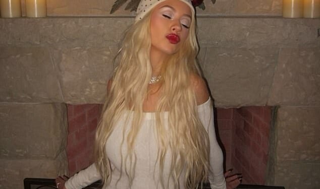Christina Aguilera showed off her figure as she celebrated her 45th birthday on Thursday