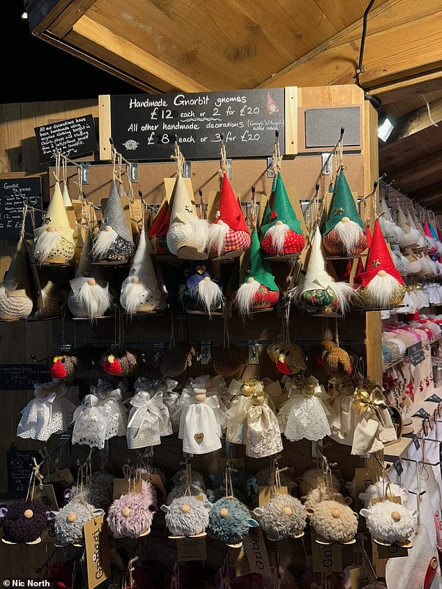 Handmade Gnorbit gnomes are available at Exeter market (pictured), priced at £12 each or two for £20. Yet similar offers online cost £9.99 for two of the gnomes