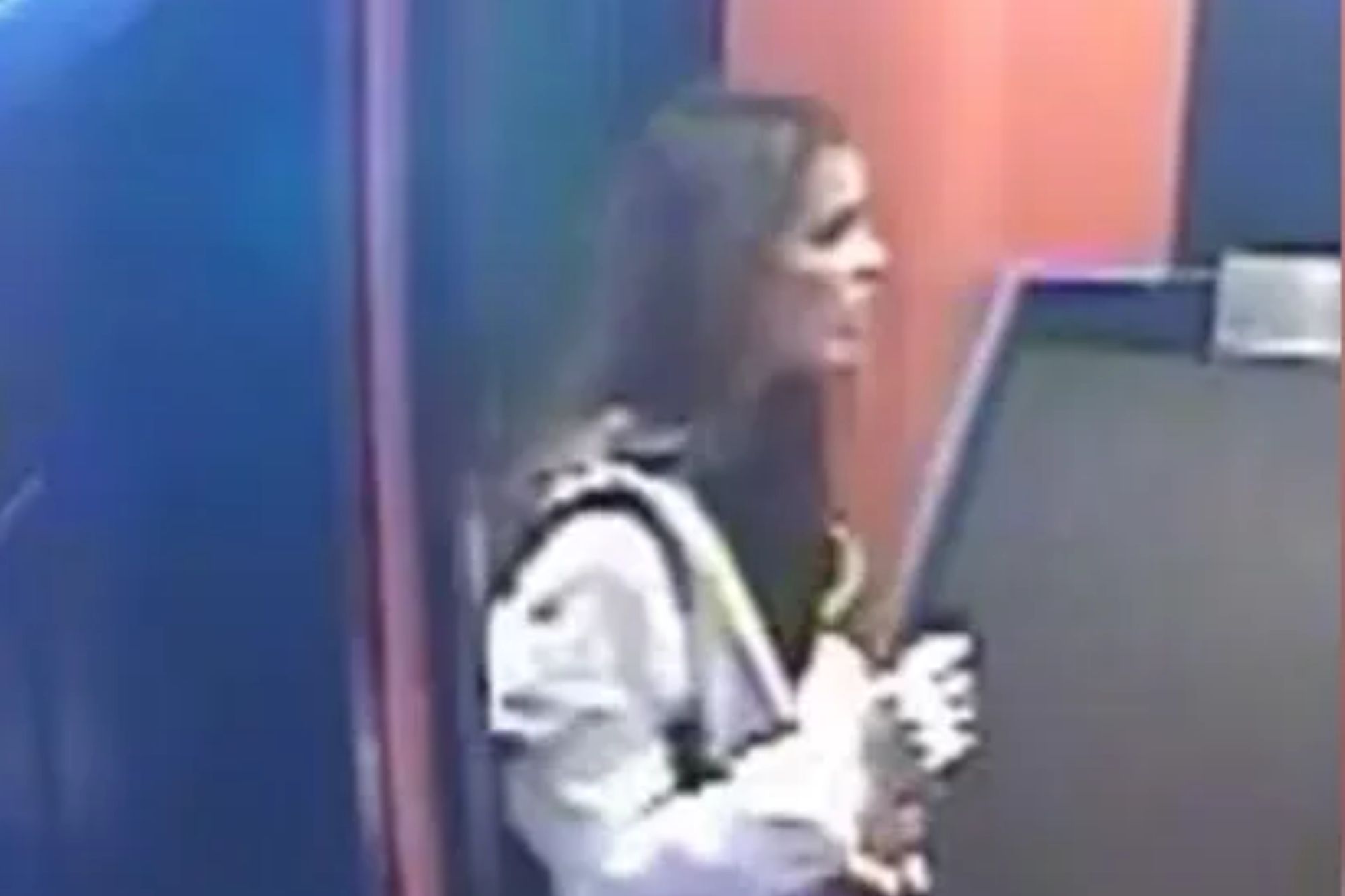 An image collage containing 1 images, Image 1 shows CCTV images of a woman with long dark hair, wearing a dark top, white jacket, dark skirt/shorts, and white boots