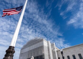 An American flag flies at half-staff outside the Supreme Court on Nov. 5, 2025, in Washington, D.C.