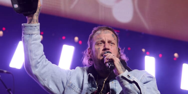 Musician Jelly Roll performs at the iHeartRadio Hot 99.5's Jingle Ball 2025 event at Capitol One Arena on Dec. 16, 2025 in Washington, DC.