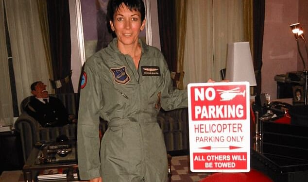 The infamous latex puppet can be seen propped up on a sofa in the background of a photograph showing convicted sex trafficker Ghislaine Maxwell