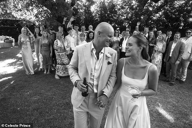 Only close family attended the ceremony in a South African vineyard last Wednesday