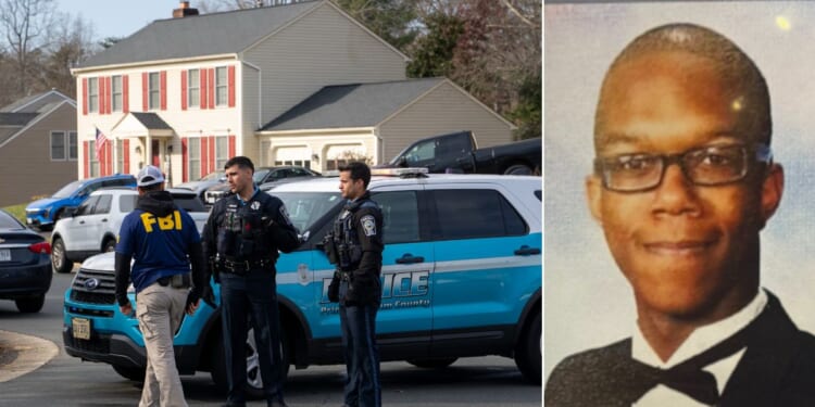 FBI agents and police, right, gather Thursday in front of the home of suspected Jan. 6, 2021, pipe bomber Brian Cole, left. Authorities said they believe Cole placed two pipe bombs the night before the U.S. Capitol incursion.