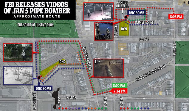 They said he took the same route as the bomber the night of January 5, 2021