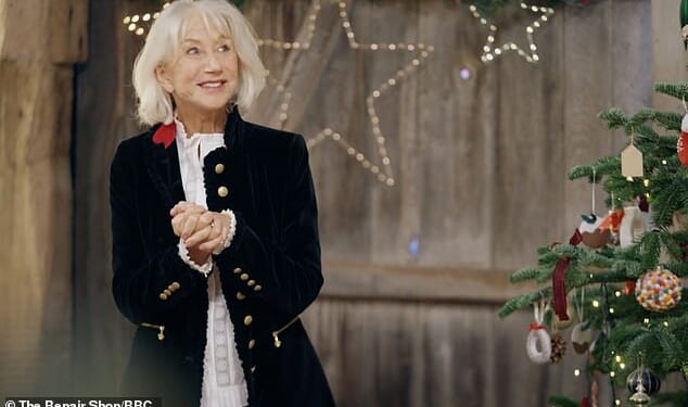 Dame Helen Mirren, 80, was overwhelmed by the 'beautiful and iconic' Repair Shop barn as she stepped inside to film this year's Christmas special