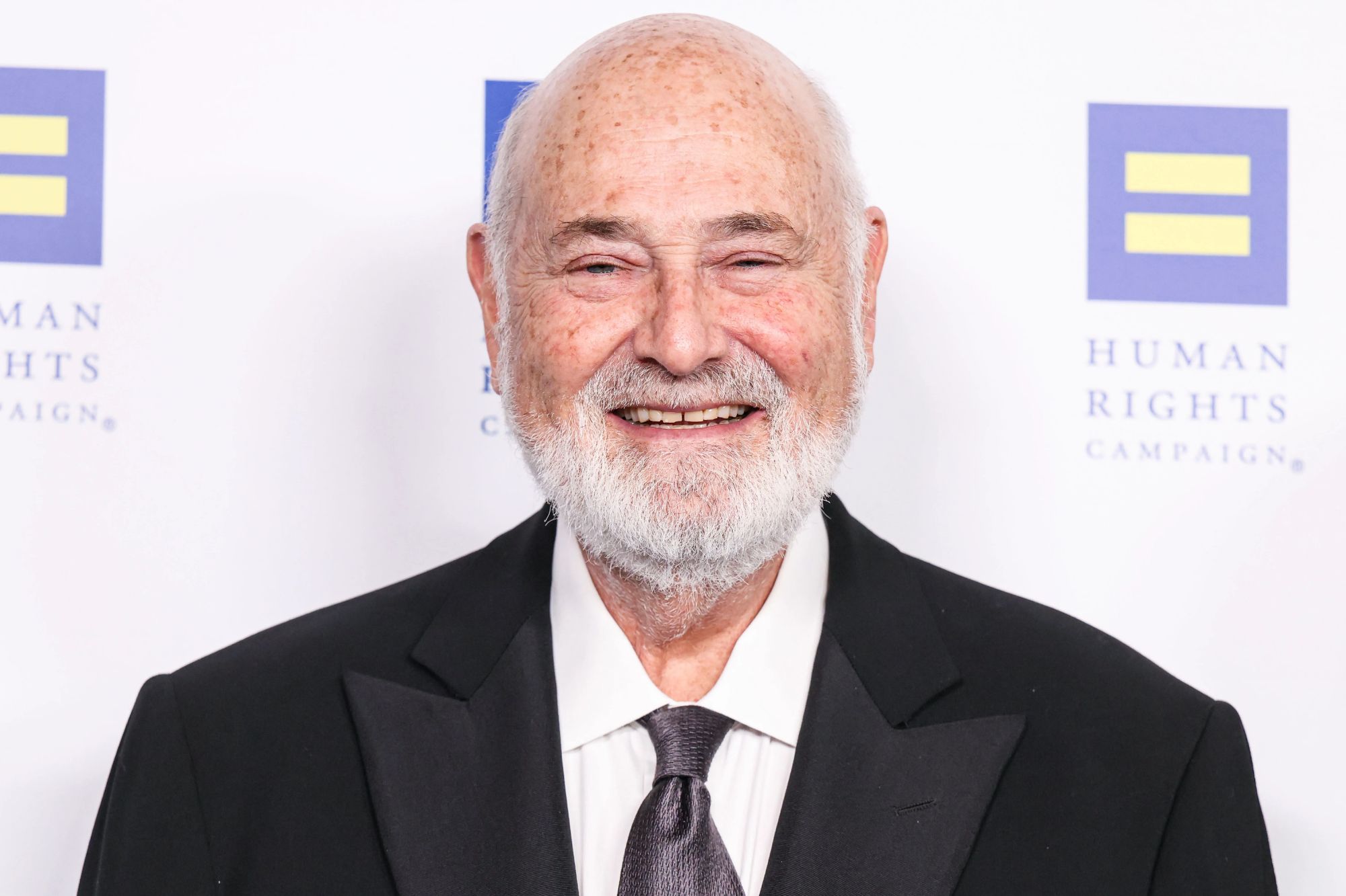An image collage containing 1 images, Image 1 shows Rob Reiner smiling at the Human Rights Campaign 2025 Los Angeles Dinner