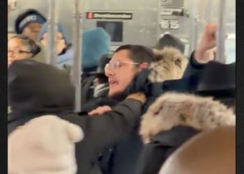 At one point, one of the attackers grabbed a young Jewish man by the collar.