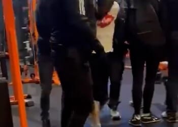 This is the moment Bilel Saadaoui, in a white Lee Cooper t-shirt, was arrested after failing to tell police about his brother's plan to massacre Jews