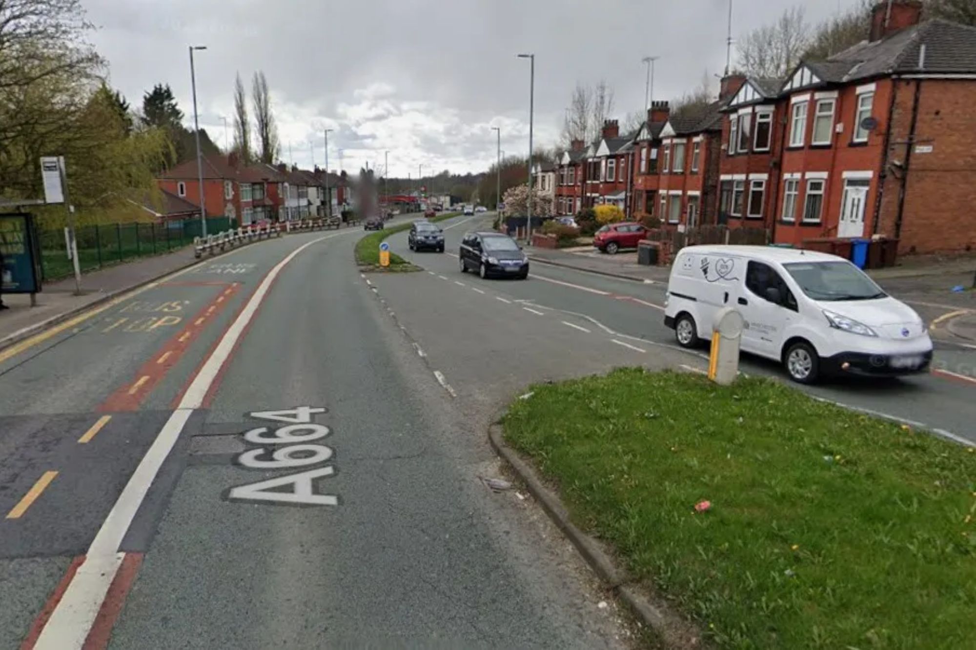 An image collage containing 1 images, Image 1 shows A photo of Rochdale Road and White Moss Road with cars, a bus stop, and houses