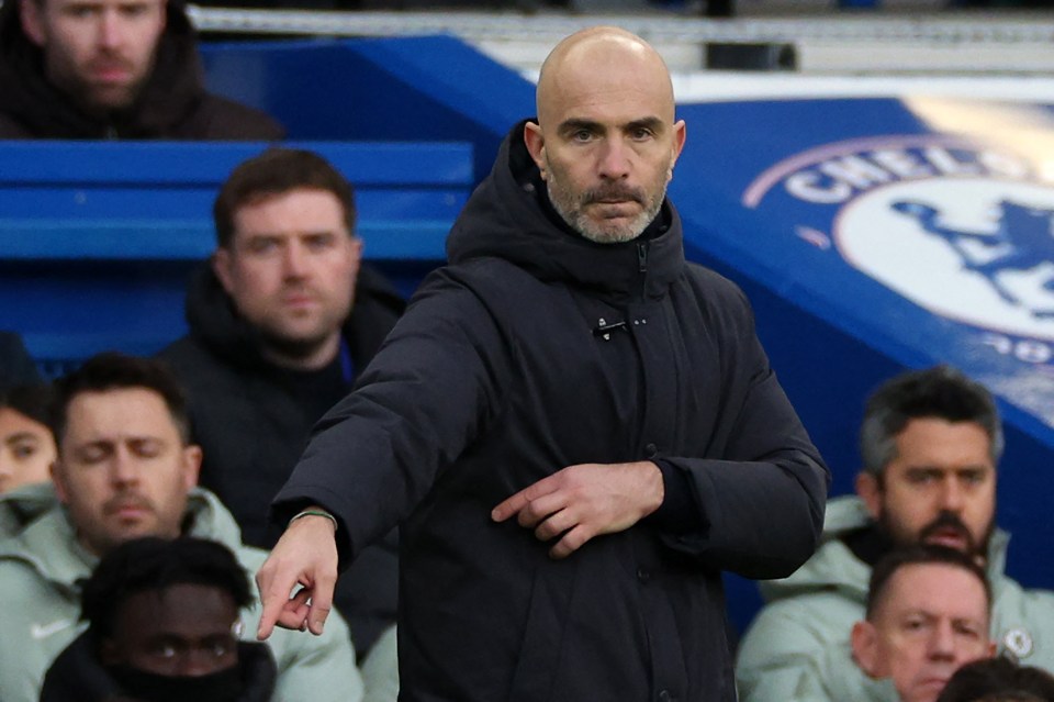 Chelsea's head coach Enzo Maresca gestures on the touchline.