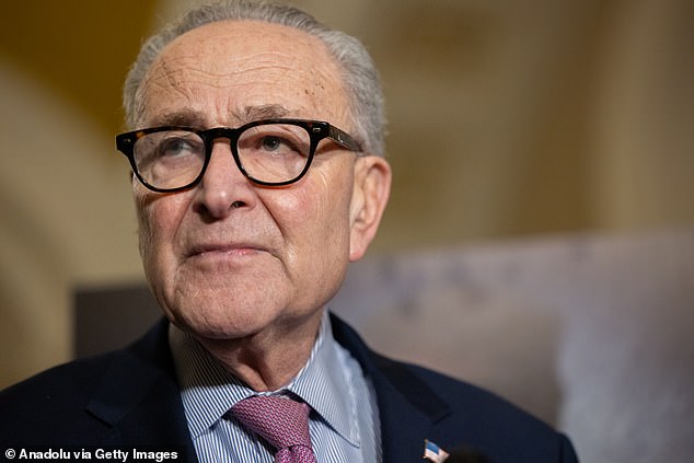 WASHINGTON, DC - DECEMBER 16: Senate Minority Leader Chuck Schumer (D-NY) speaks at a press conference with Senator Tim Kaine (D-VA), following weekly policy luncheons, in Washington, DC on December 16, 2025. (Photo by Nathan Posner/Anadolu via Getty Images)