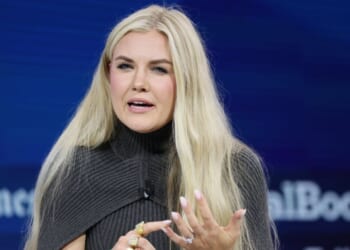 Turning Point USA CEO Erika Kirk speaks onstage during the 2025 New York Times Dealbook Summit at Jazz at Lincoln Center on Dec. 3, 2025, in New York City.