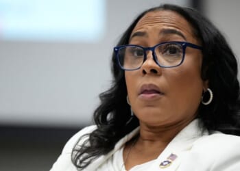 Fulton County District Attorney Fani Willis is questioned Wednesday at the Georgia State Capitol in Atlanta by a Georgia State Senate panel about her prosecution of President Donald Trump.