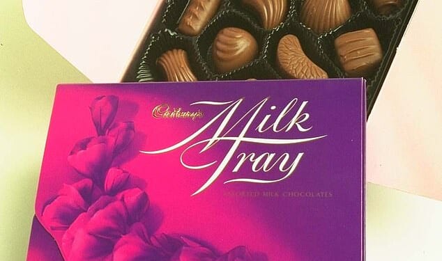 A classic box of Milk Tray from 1997. The logo, and box style, has only undergone minor changes over the years