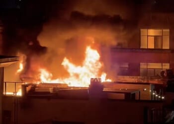 A huge blaze has broken out in a building above an iconic nightclub in Glasgow