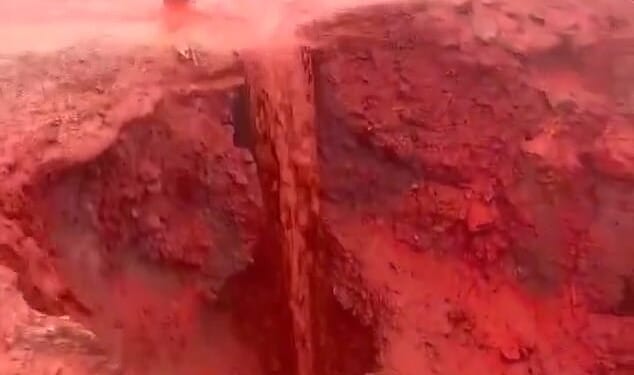 Viral social media videos captured the moment in Iran this week as heavy rains transformed Hormuz Island and the Persian Gulf crimson red