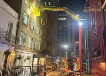 Firefighters were called to the three-star Mabledon Court hotel between King's Cross and St Pancras stations at around 2am this morning