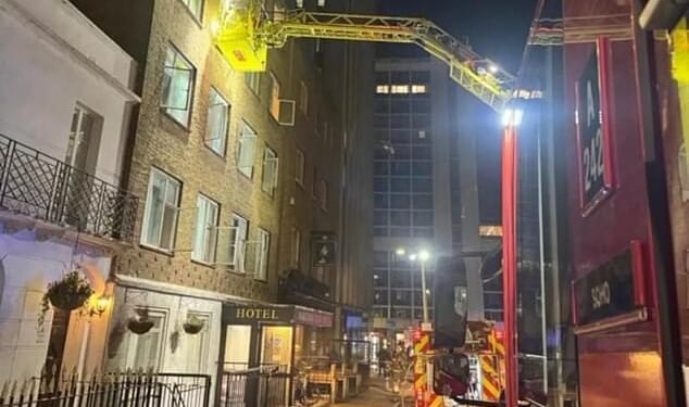 Firefighters were called to the three-star Mabledon Court hotel between King's Cross and St Pancras stations at around 2am this morning