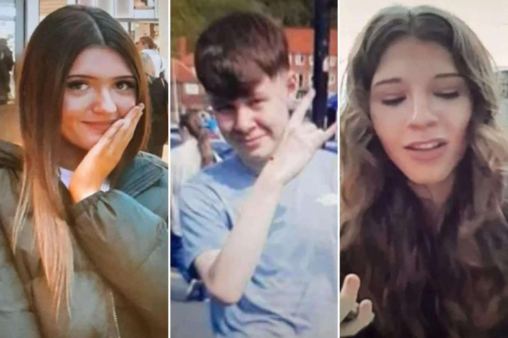 An image collage containing 3 images, Image 1 shows Sammy, a white female with long brown hair with blonde tips, wearing a black padded jacket, Image 2 shows Missing teenager, Sammy, 15, from Sharlston Common, Image 3 shows Sammy from Sharlston Common